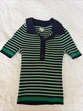 Aerie XS blue and green short sleeve sweater